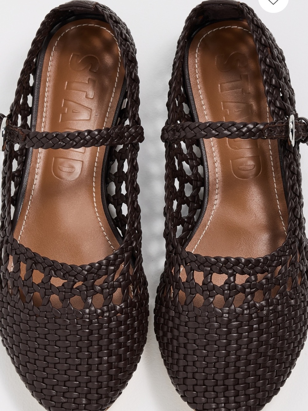 STAUD Nell Mary Jane Flat in Espresso Leather
